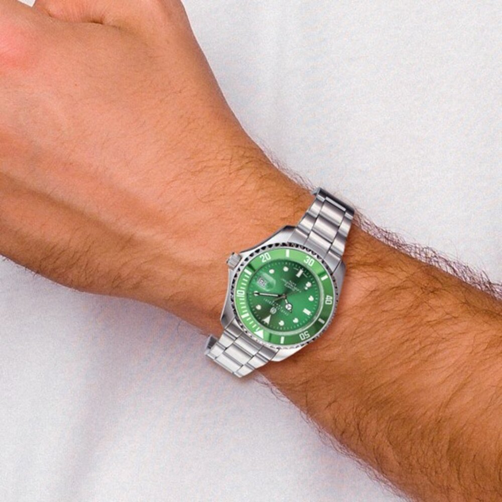 Charles Hubert Men's Stainless Steel Watch - Green Dial & Bezel - 40mm - Picture 2 of 4